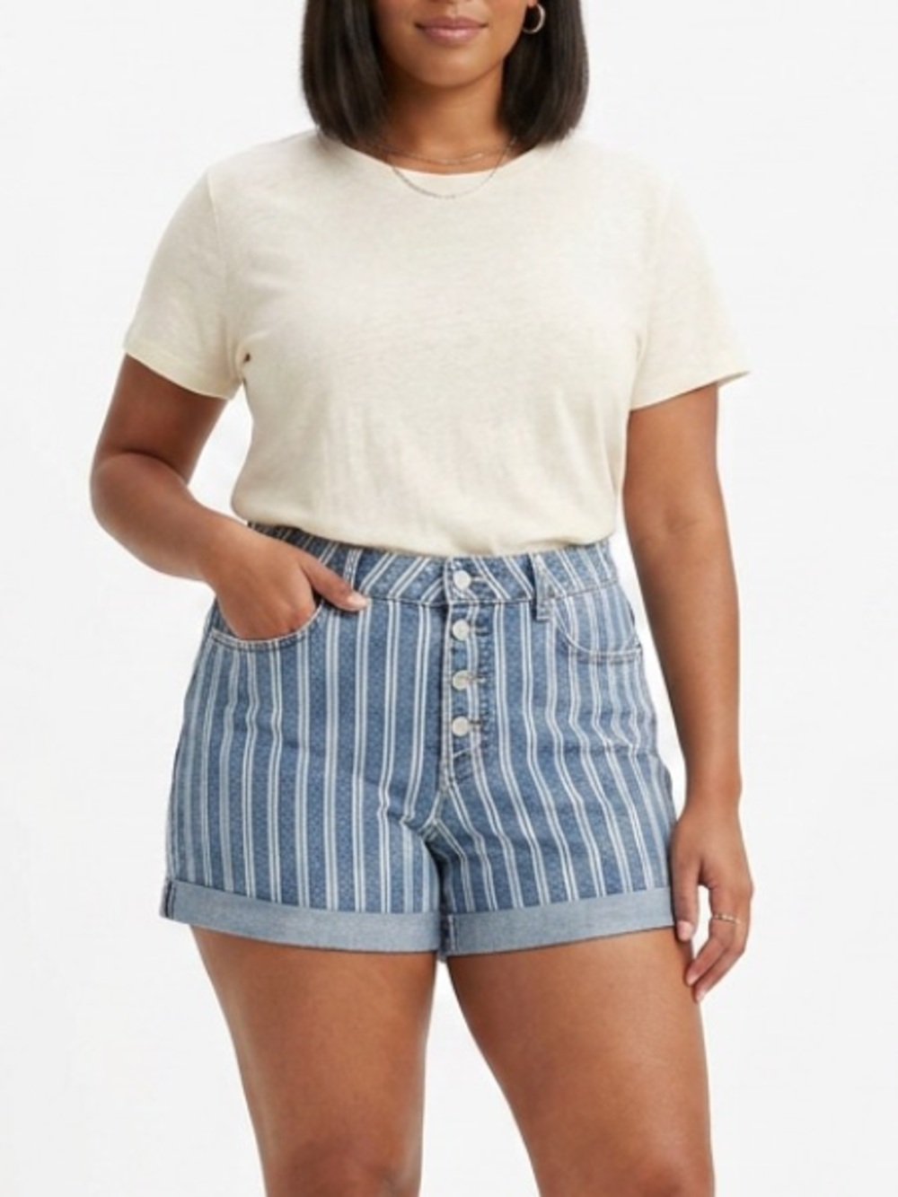 ⭐️ (1990’s) Jordache Exposed Button Striped Denim Shorts - Waist 18